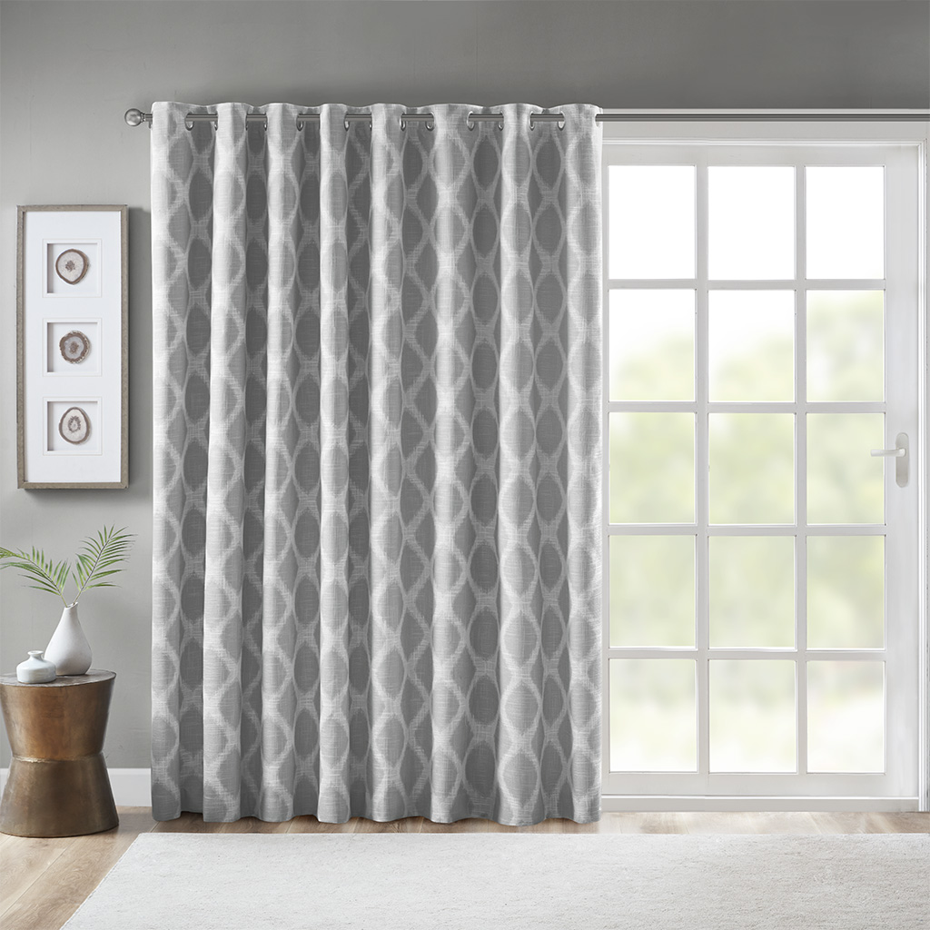 

SunSmart - Blakesly Printed Ikat Blackout Patio Curtain - Grey - 100x84