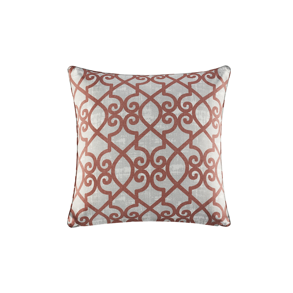 

Madison Park - Daven Fretwork 3M Scotchgard Outdoor Square Pillow - Coral - 20x20