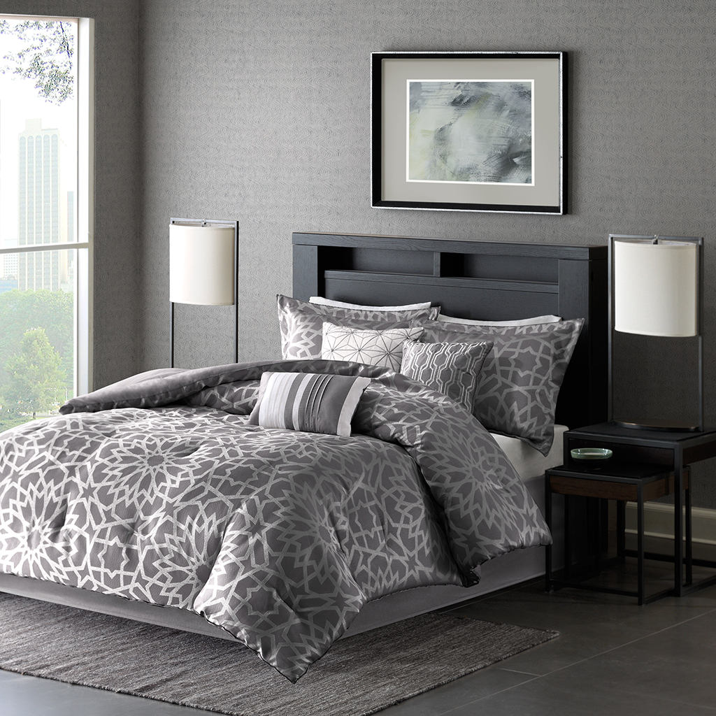 

Madison Park - Carlow 6 Piece Duvet Cover Set - Grey - King/Cal King