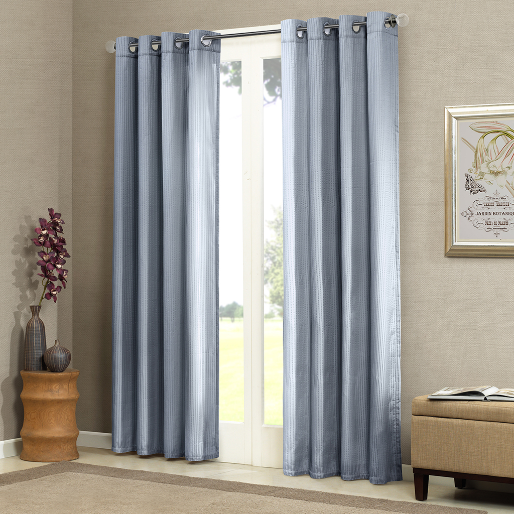 

Madison Park - Garcia Solid Striped Window Curtain - Blue - 84" Panel