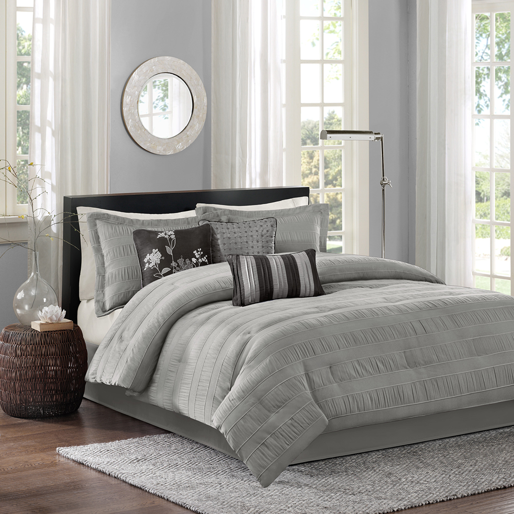 

Madison Park - Hampton 7 Piece Comforter Set - Grey - Cal King