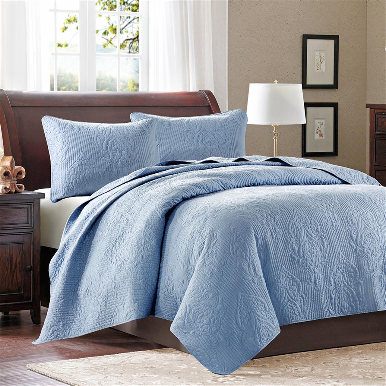 

Madison Park - Montague 3 Piece Coverlet set - Blue - King