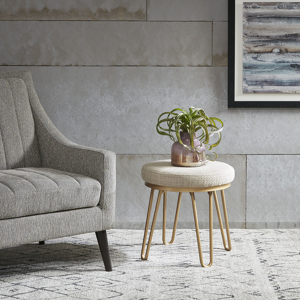 

INK+IVY - Beverly Round stool - Tan/Gold - See below