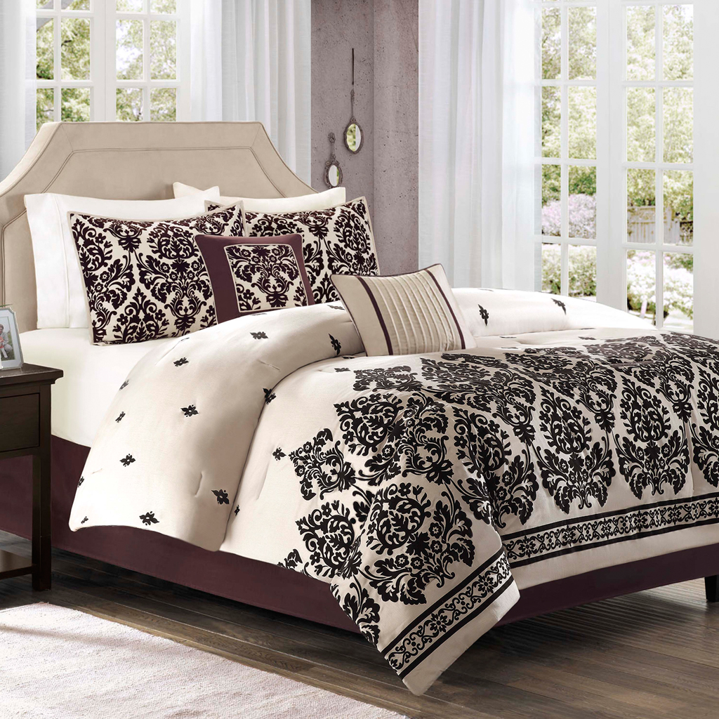 

Home Essence - Melinda 6pcs Comforter Set - Brown - Queen