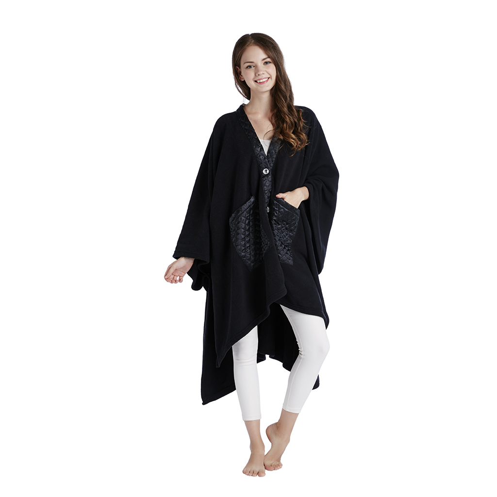 

Comfort Classics - Micro Fleece Angel Wrap w/Quilted Satin Trim - Black - 58x72